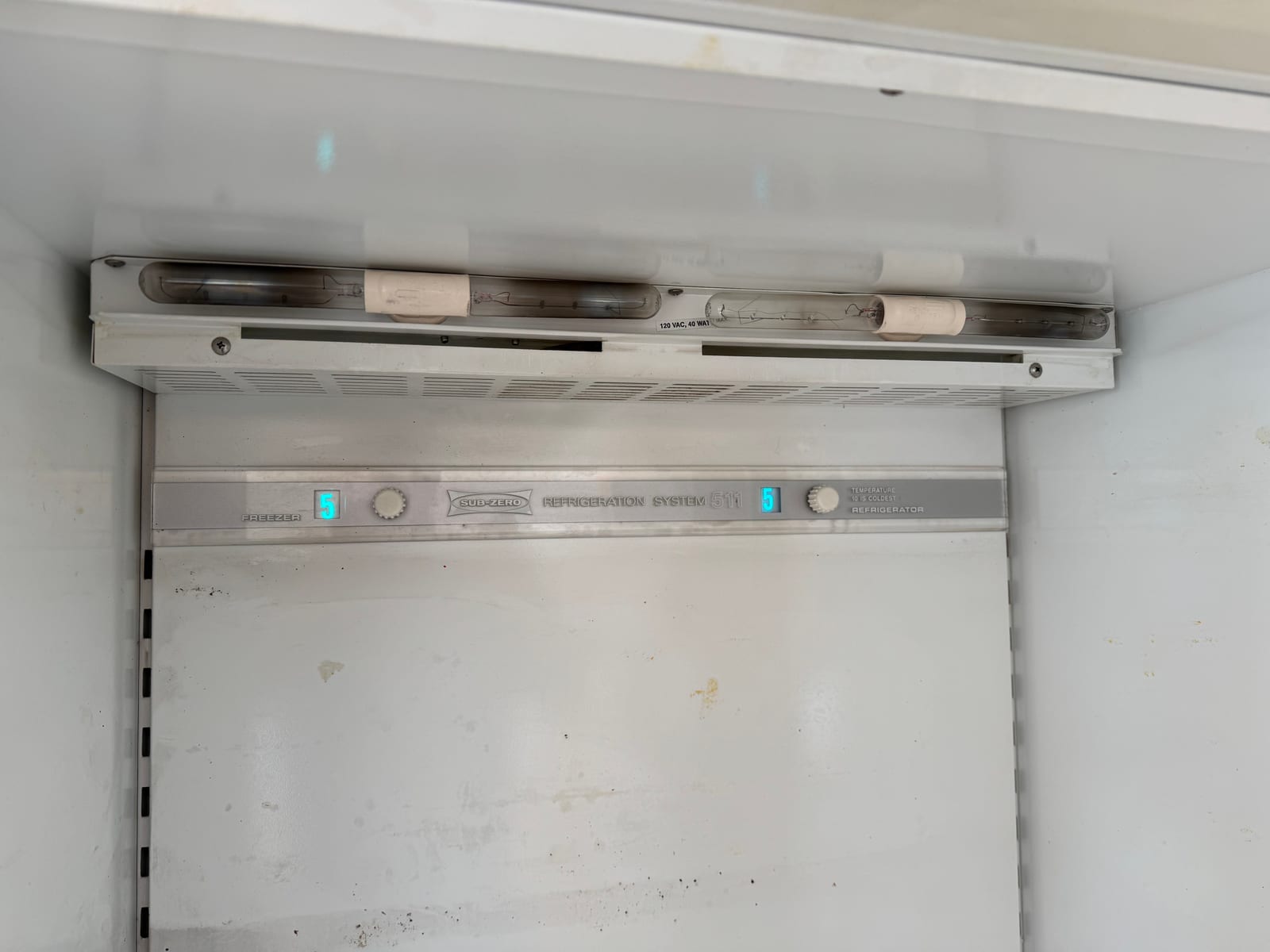Sub-Zero 511 freezer interior with lights on
