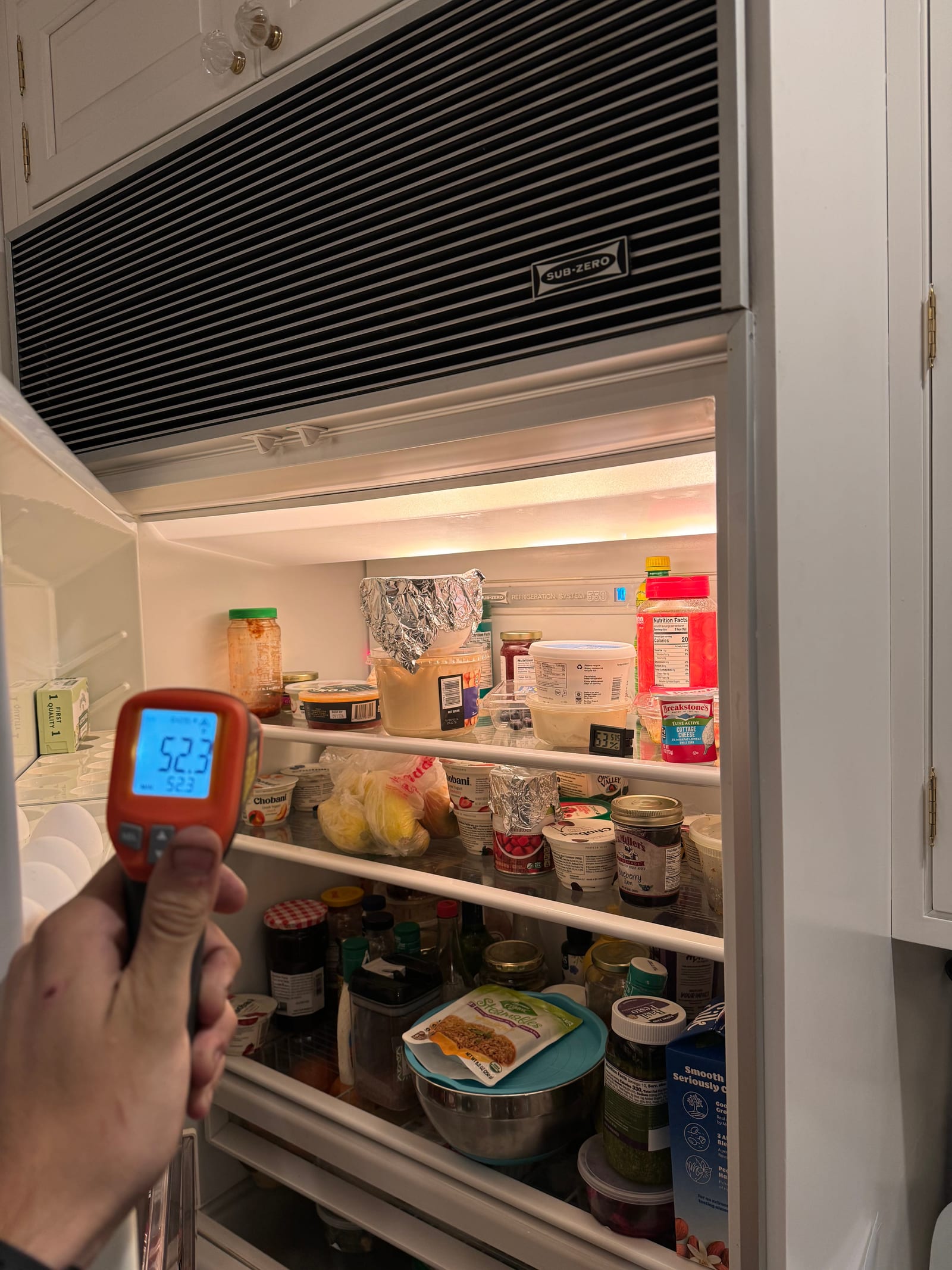 Sub-Zero 550 not cooling diagnostic with infrared thermometer 52.3 degrees